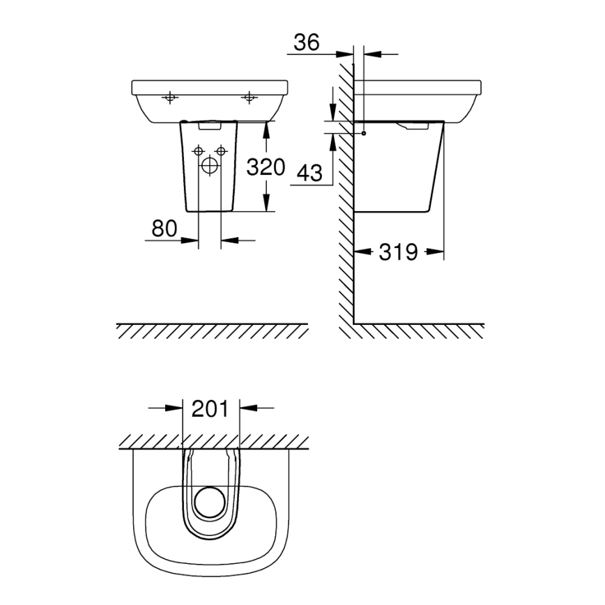 GROHE 39570000 - Demi-colonne ESSENCE 320 × 319 mm céramique/blanc