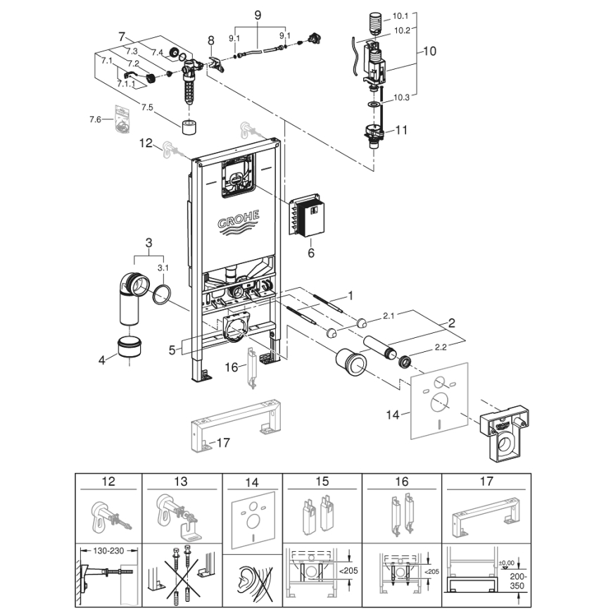 GROHE 39596000 - Modulo per WC RAPID SLX 1130 mm bianco
