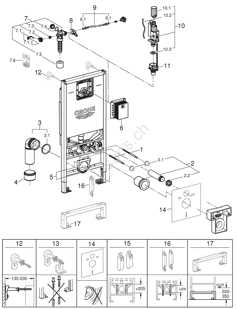 GROHE 39596000 - WC‑Modul RAPID SLX 1130 mm, weiß | Alasans