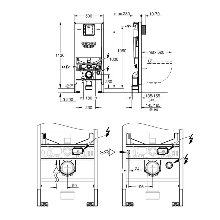GROHE 39598000 - Module pour WC suspendu RAPID SLX 1,13 m blanc