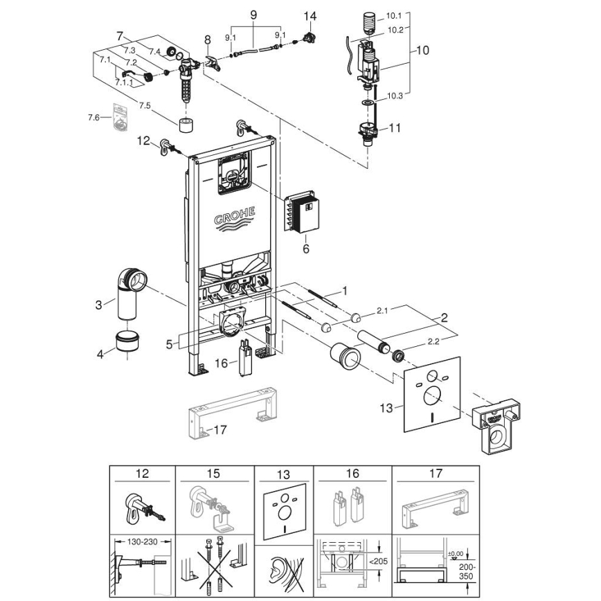 GROHE 39598000 - Modulo per WC sospeso RAPID SLX 1,13 m bianco