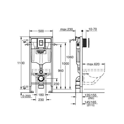 GROHE 39930000 - Kit 4 en 1 pour WC SOLIDO 1,13 m chrome brillant
