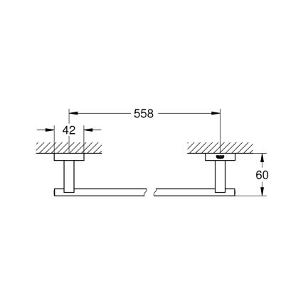 GROHE 40509AL1 - Porta asciugamani ESSENTIALS CUBE 600 mm, grafite
