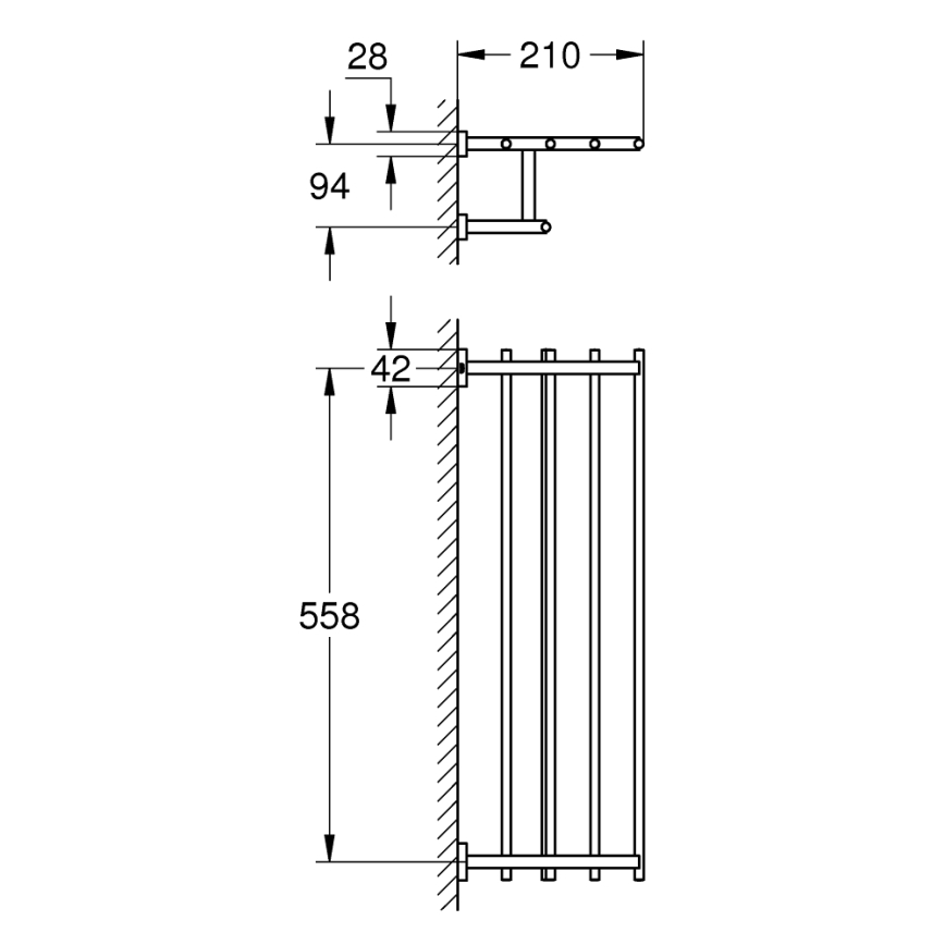 GROHE 40512001 - Porte-serviettes multiple ESSENTIALS CUBE 600 mm chrome brillant