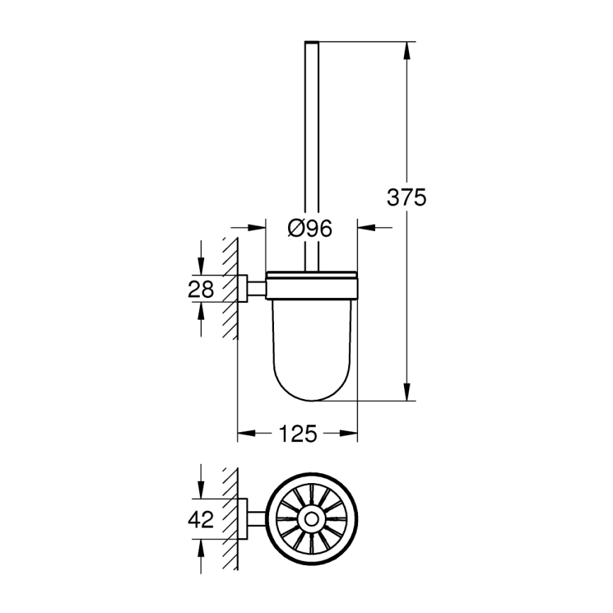 GROHE 40513DC1 - Ensemble de nettoyage pour WC ESSENTIALS CUBE en acier inoxydable
