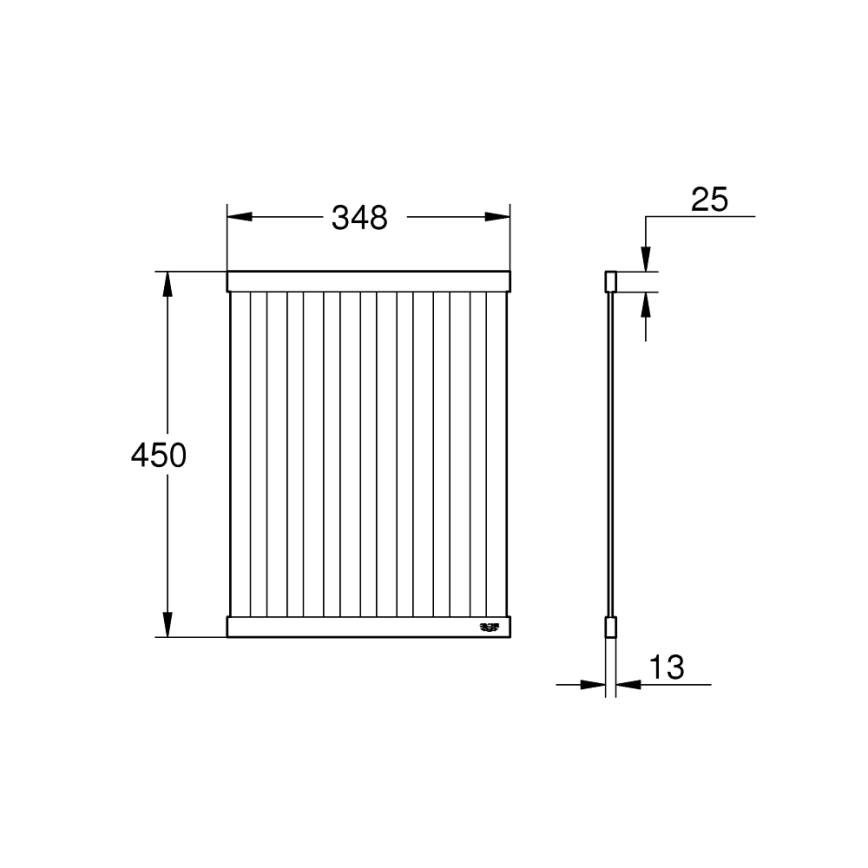 GROHE 40856SD0 - Abtropfblech 450 × 348 mm, gebürsteter Edelstahl