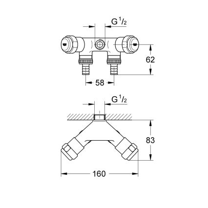 GROHE 41020000 - Vanne double EGGEMANN 12” chrome brillant