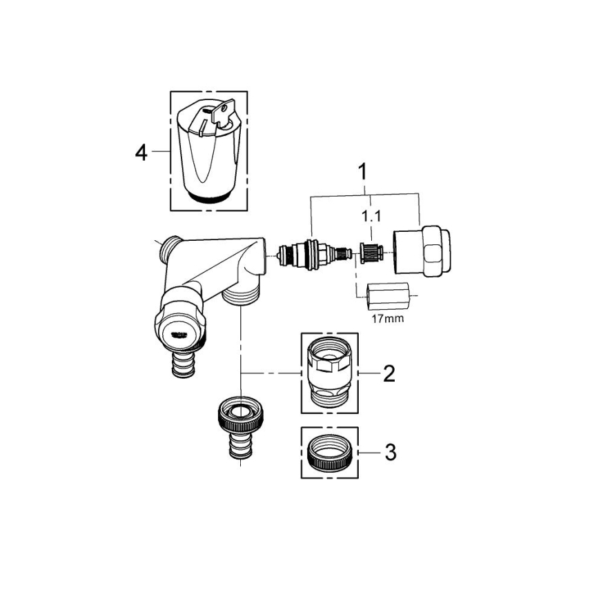 GROHE 41022000 - Robinet d'arrêt double EGGEMANN DN 15 chromé brillant