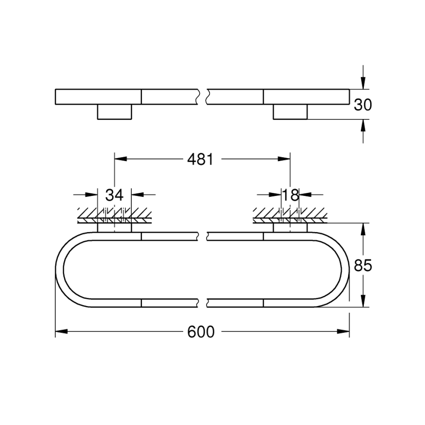 GROHE 41056000 - Handtuchhalter SELECTION 600 mm, glänzender Chrom