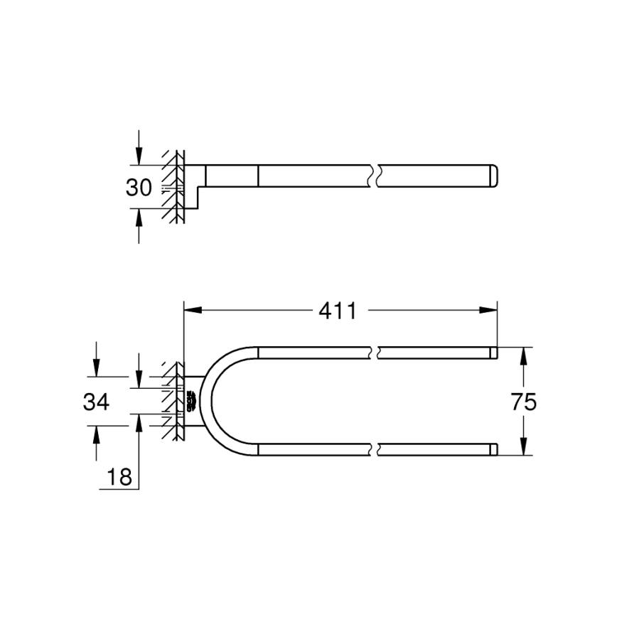 GROHE 41059000 - Porta asciugamani doppio SELECTION 411 mm, cromato lucido