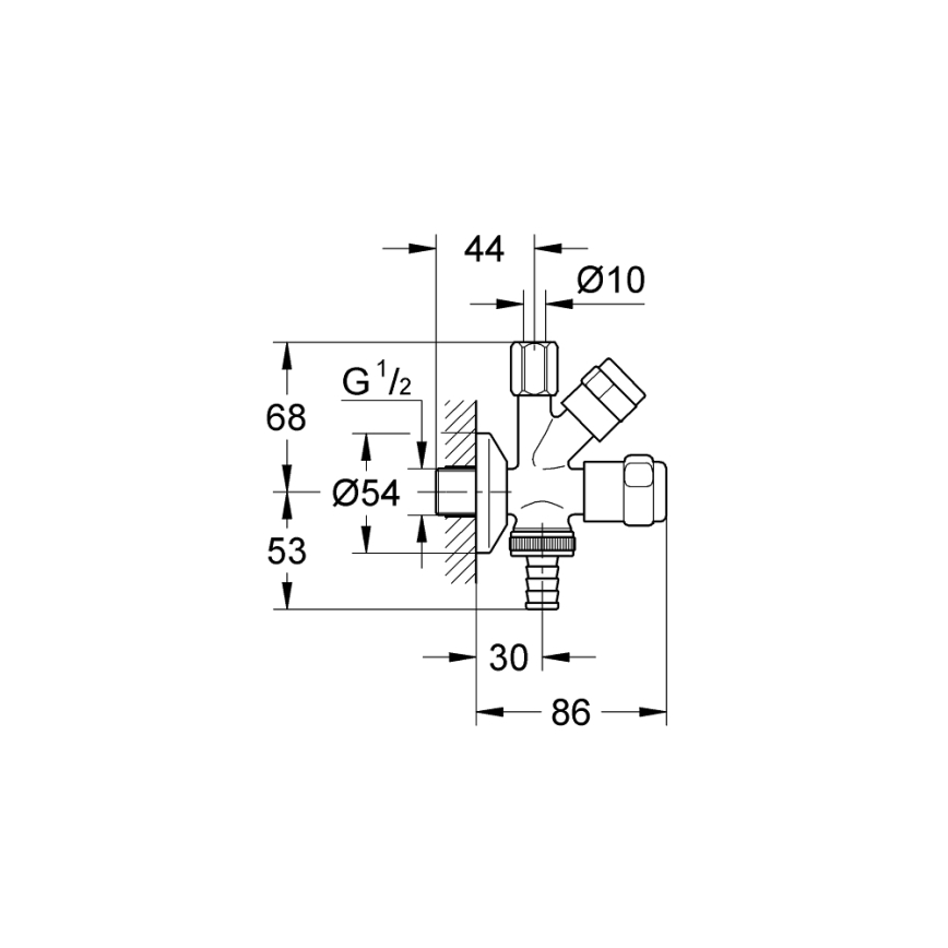 GROHE 41073000 - Valvola d'angolo combinata WAS 12” × 38” cromo lucido