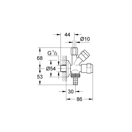 GROHE 41073000 - Vanne d'angle combinée WAS 12” × 38” chromé brillant