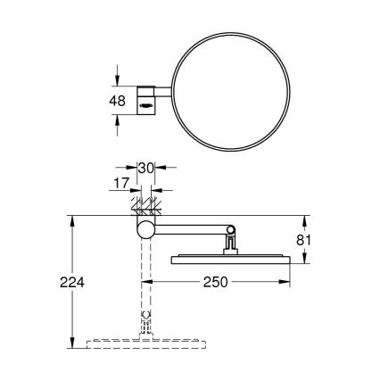 GROHE 41077000 - Specchio cosmetico SELECTION 20 × 20 cm cromo lucido