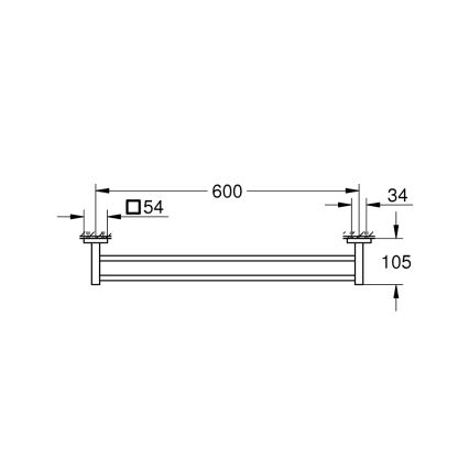 GROHE 41104000 - Porte-serviettes à deux bras START CUBE 654 mm chrome brillant