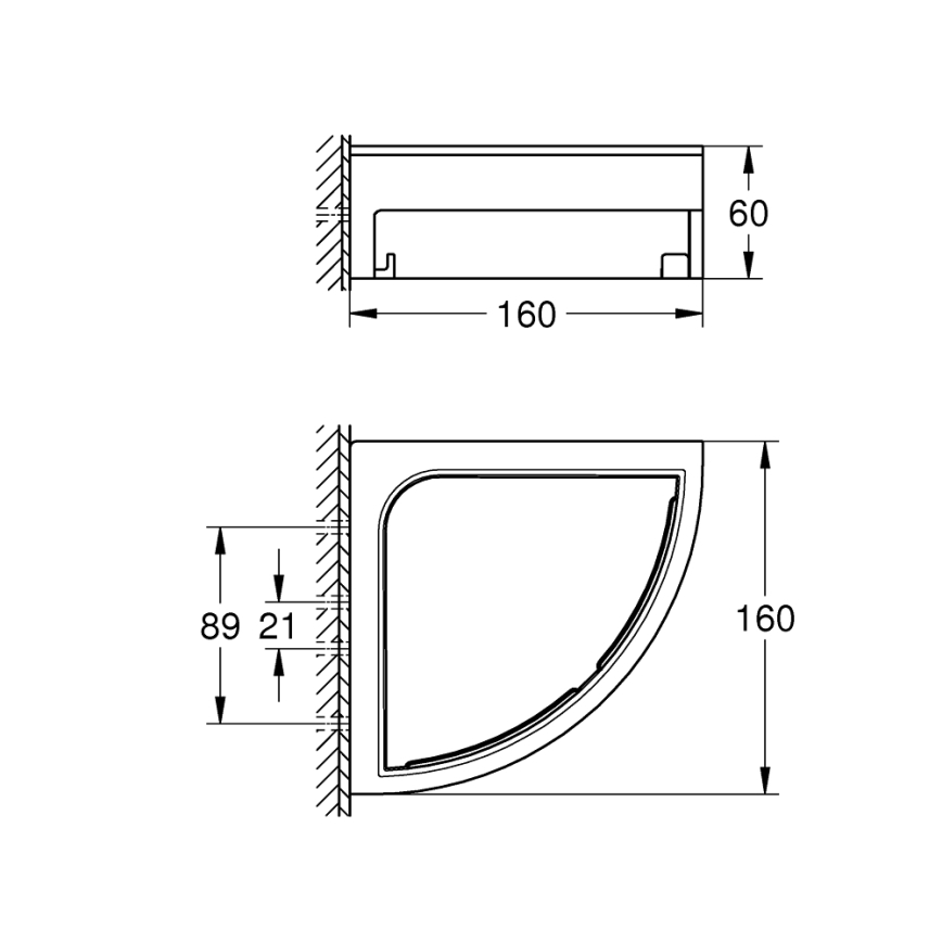 GROHE 411062430 - Mensola angolare per doccia ESSENTIALS 250 × 250 mm nera