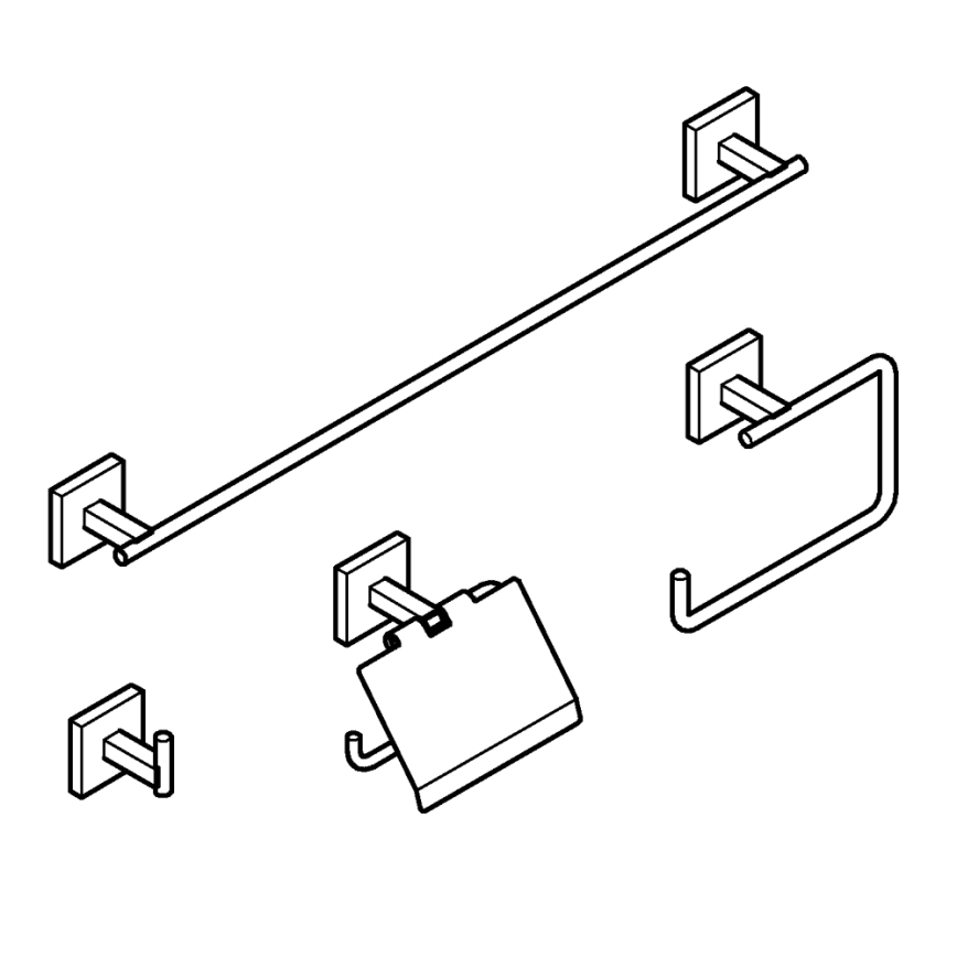 GROHE 41115000 - Ensemble d'accessoires START CUBE 558 mm, chrome brillant