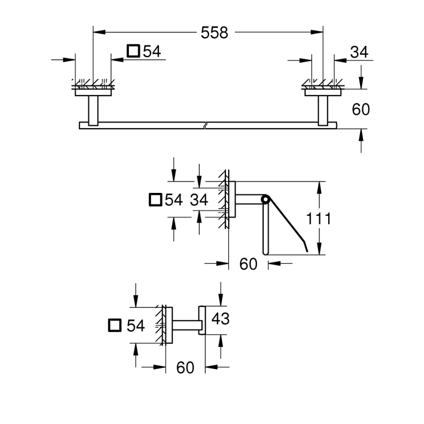 GROHE 41124000 - START CUBE Zubehörset 558 mm, glänzender Chrom