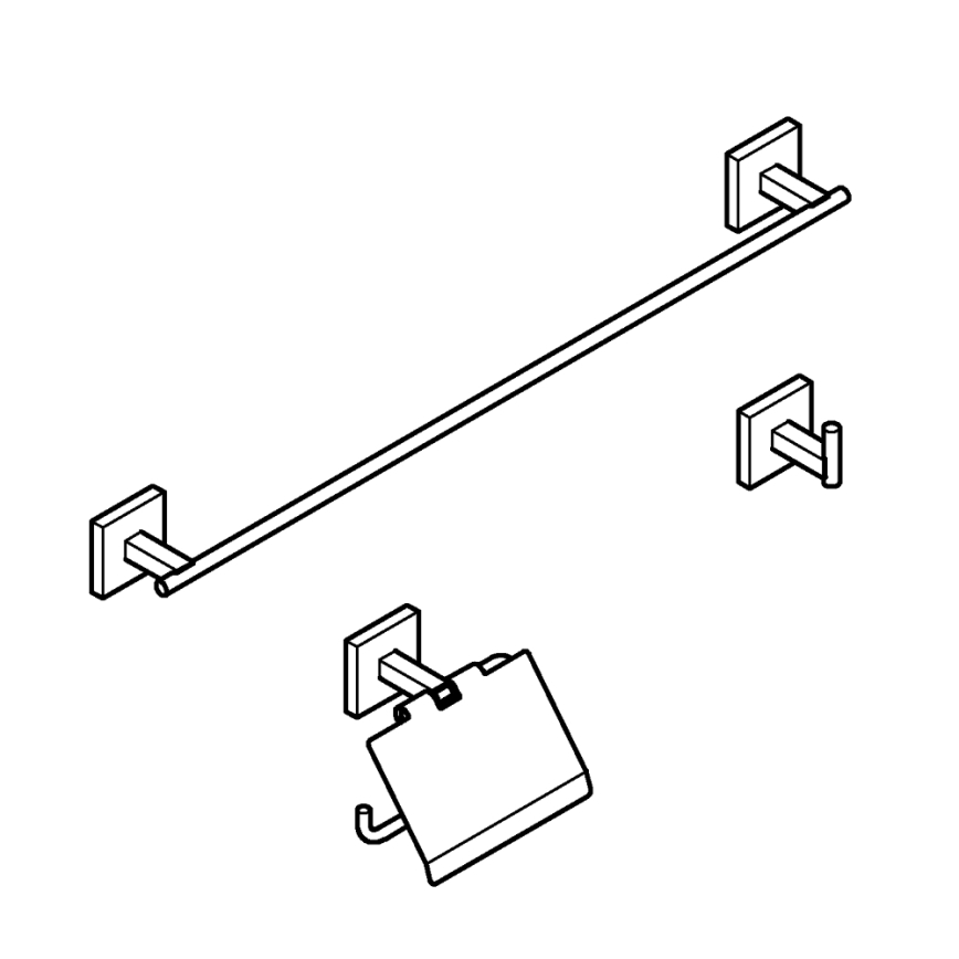 GROHE 41124DC0 - Set di accessori START CUBE 558 mm in acciaio inox