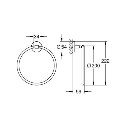 GROHE 41167000 - Porte-serviette START COSMOPOLITAN, diamètre 200 mm, finition chrome brillant