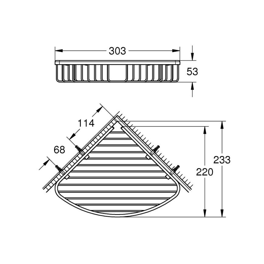 GROHE 41172000 - Eckablage QUICKFIX START COSMOPOLITAN 30,3 × 5,3 cm, Chrom