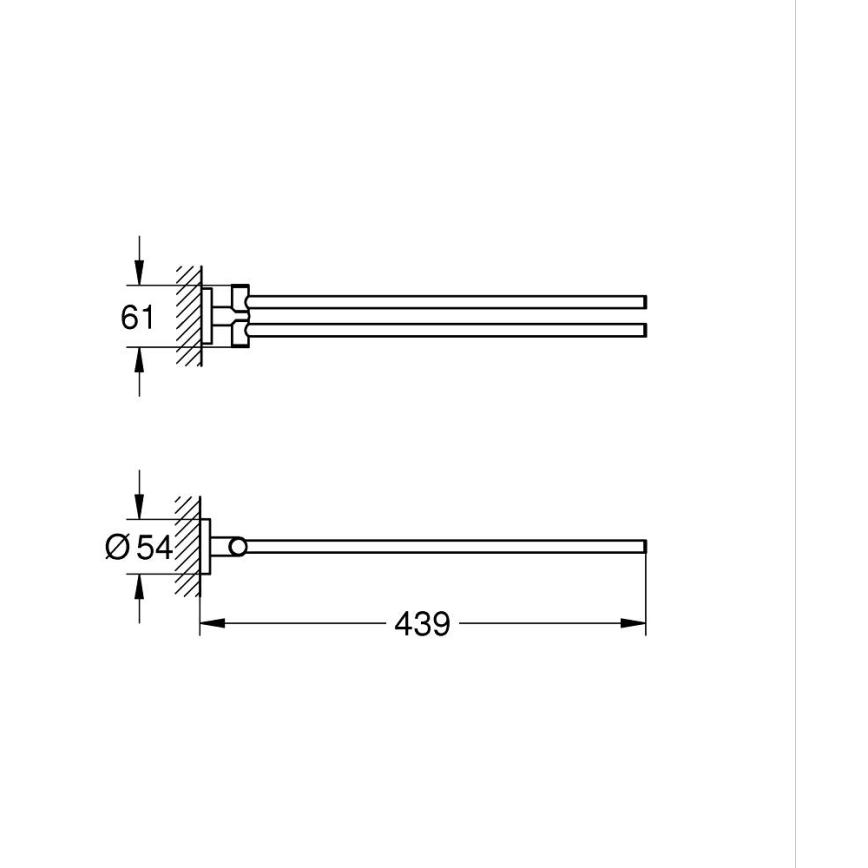 GROHE 41183DC0 - Porte-serviettes QUICKFIX START 439 mm en acier inoxydable