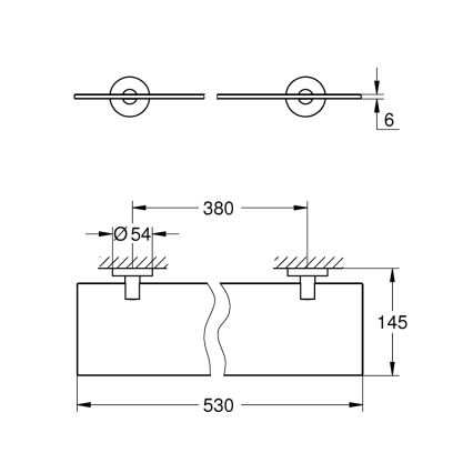 GROHE 412022430 - Mensola in vetro START 530 mm nera