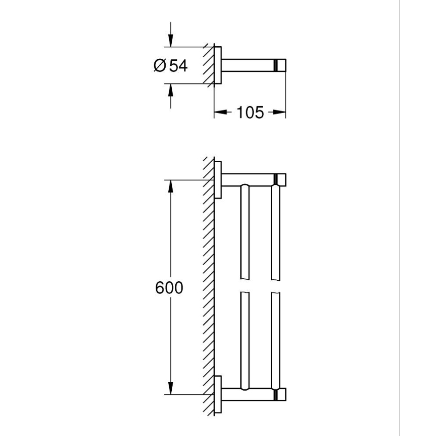 GROHE 41203DC0 - Porta asciugamani a due bracci START 654 mm in acciaio inox