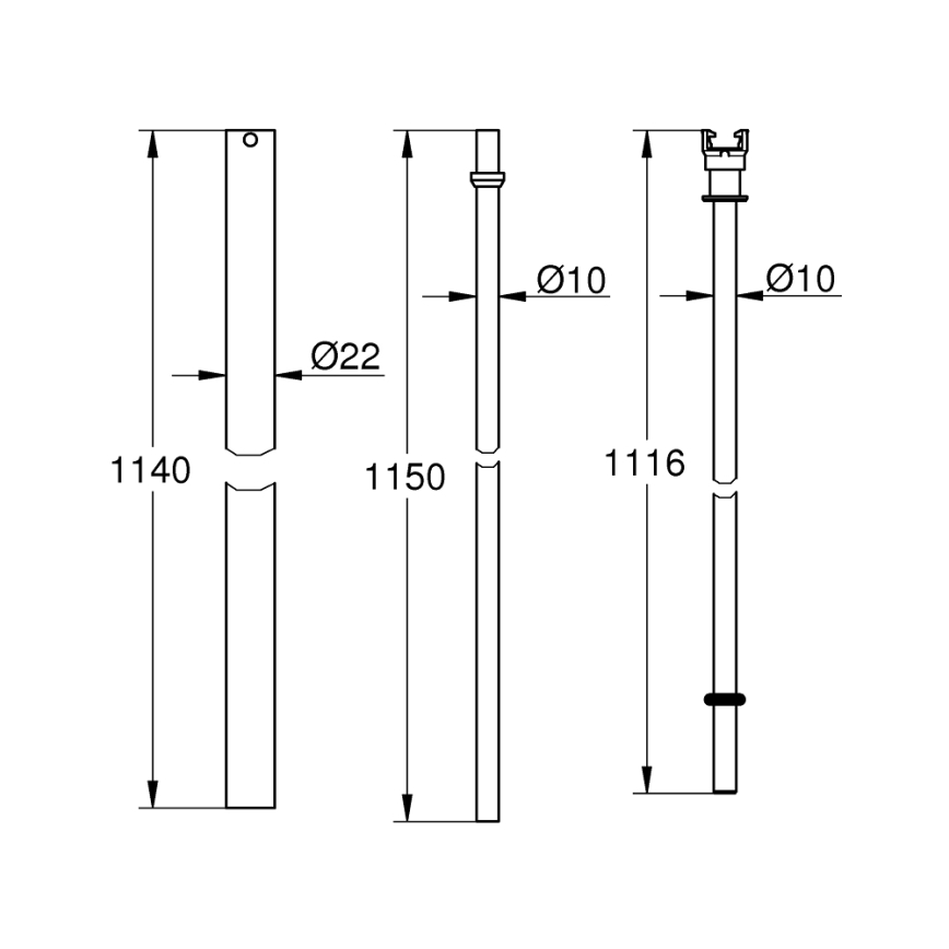 GROHE 48053000 - Bras de douche pour installation ultérieure, allongé de 15 cm, chrome poli