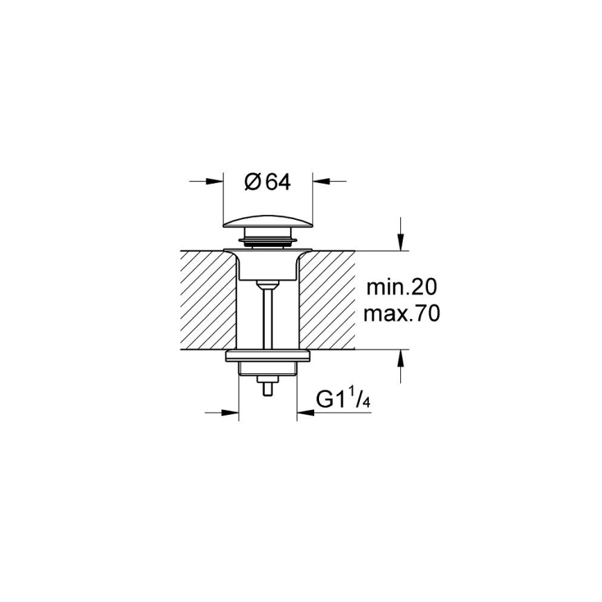 GROHE 65807A00 - Set di scarico con tappo per lavabo con troppopieno, finitura grafite