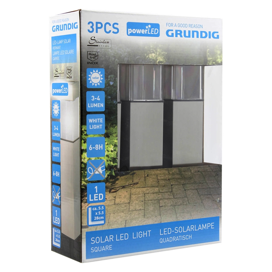 Grundig 90048 - KIT 3x Lampada solare LED/5,5x28cm
