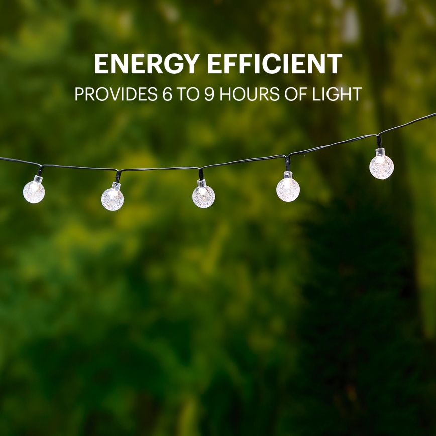 Grundig - Catena LED solare 50xLED/8 funzioni 6,9m bianco caldo