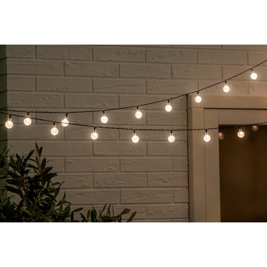 Grundig - Dimmbare LED-Solar-Lichterkette 50xLED/8 Funktionen 9,35m warmweiβ + Fernbedienung