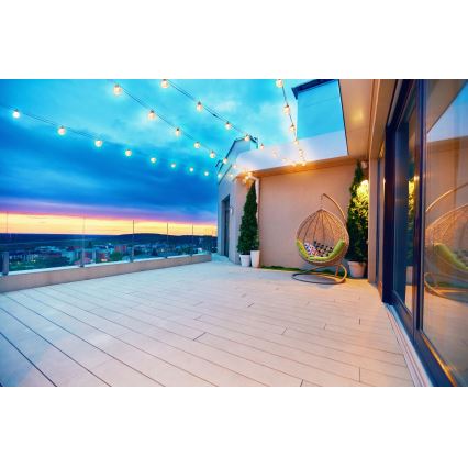 Grundig - Dimmbare LED-Solar-Lichterkette 50xLED/8 Funktionen 9,35m warmweiβ + Fernbedienung