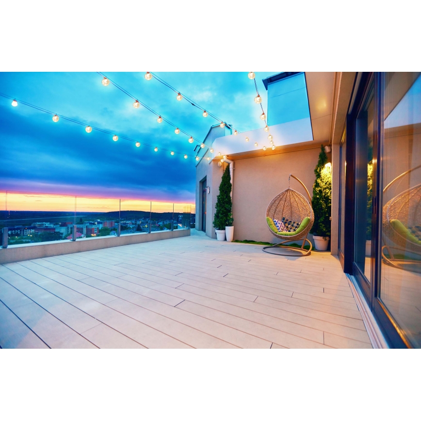 Grundig - Dimmbare LED-Solar-Lichterkette 50xLED/8 Funktionen 9,35m warmweiβ + Fernbedienung