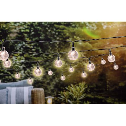 Grundig - Dimmbare LED-Solar-Lichterkette 50xLED/8 Funktionen 9,35m warmweiβ + Fernbedienung