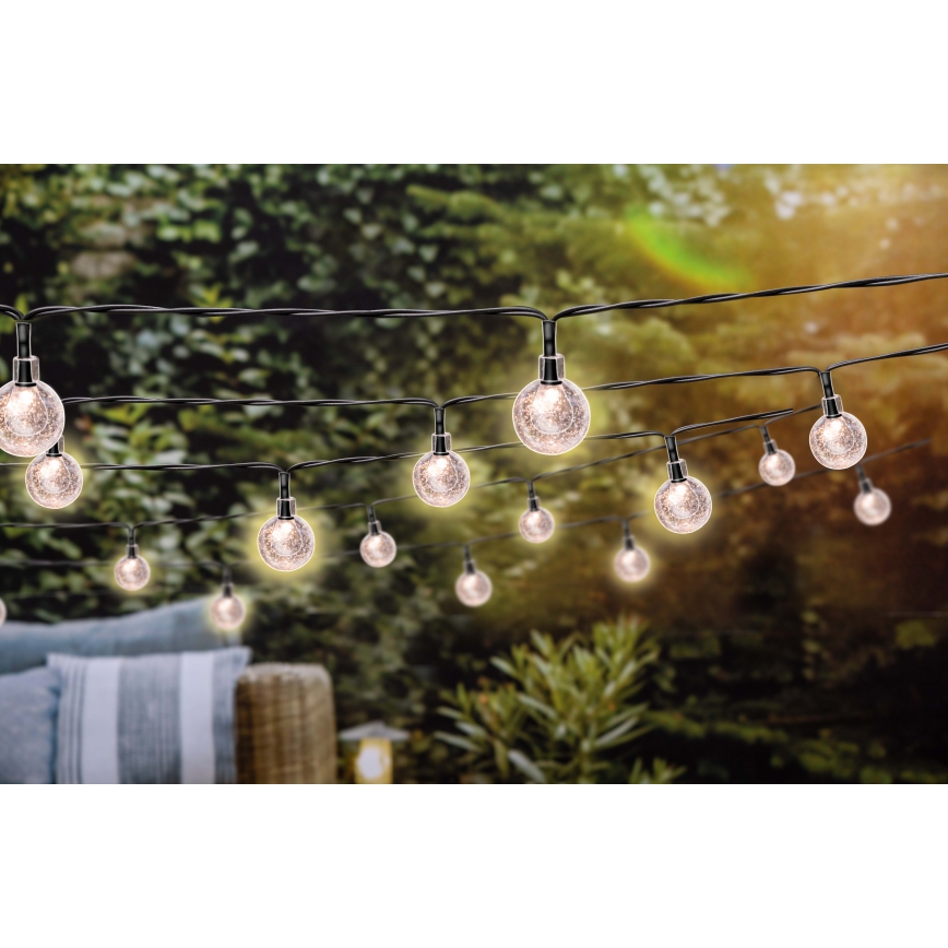 Grundig - Dimmbare LED-Solar-Lichterkette 50xLED/8 Funktionen 9,35m warmweiβ + Fernbedienung