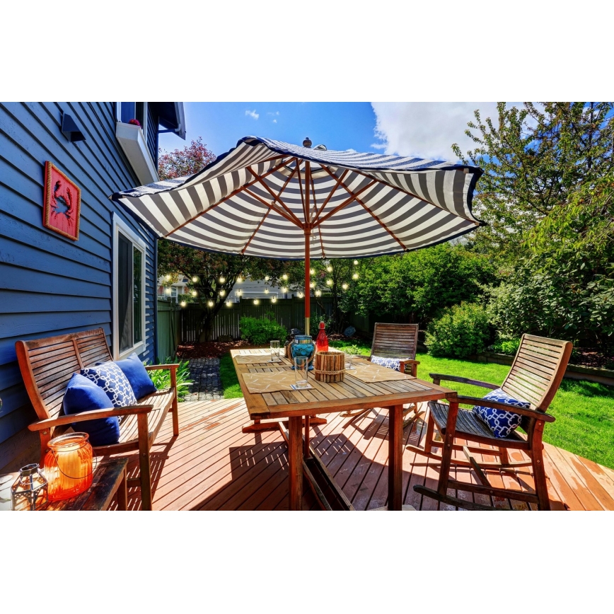 Grundig - Dimmbare LED-Solar-Lichterkette 50xLED/8 Funktionen 9,35m warmweiβ + Fernbedienung