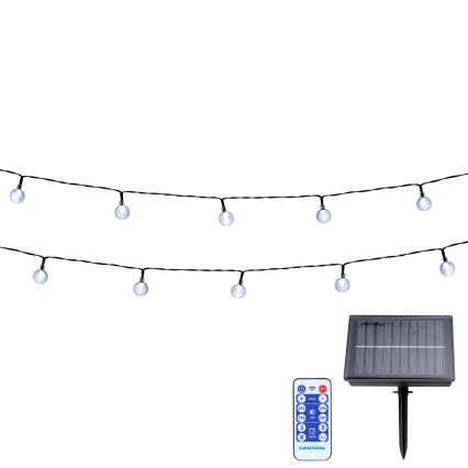 Grundig - Dimmbare LED-Solar-Lichterkette 50xLED/8 Funktionen 9,35m warmweiβ + Fernbedienung