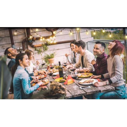 Grundig - LED-dimmbar Solarlichterkette 50xLED/8 Funktionen 9,35m warmweiß 1200 mAh IP44 + Fernbedienung