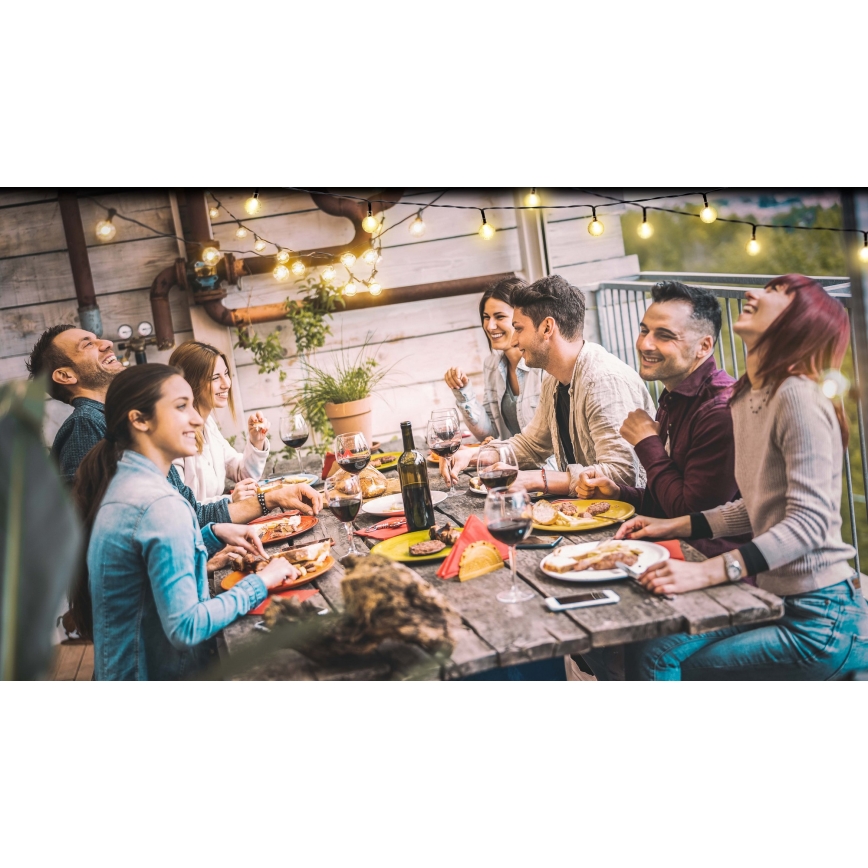 Grundig - LED-dimmbar Solarlichterkette 50xLED/8 Funktionen 9,35m warmweiß 1200 mAh IP44 + Fernbedienung