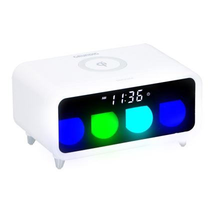 Grundig - Lampada da notte a LED dimmerabile con sveglia e ricarica wireless LED/5W/230V