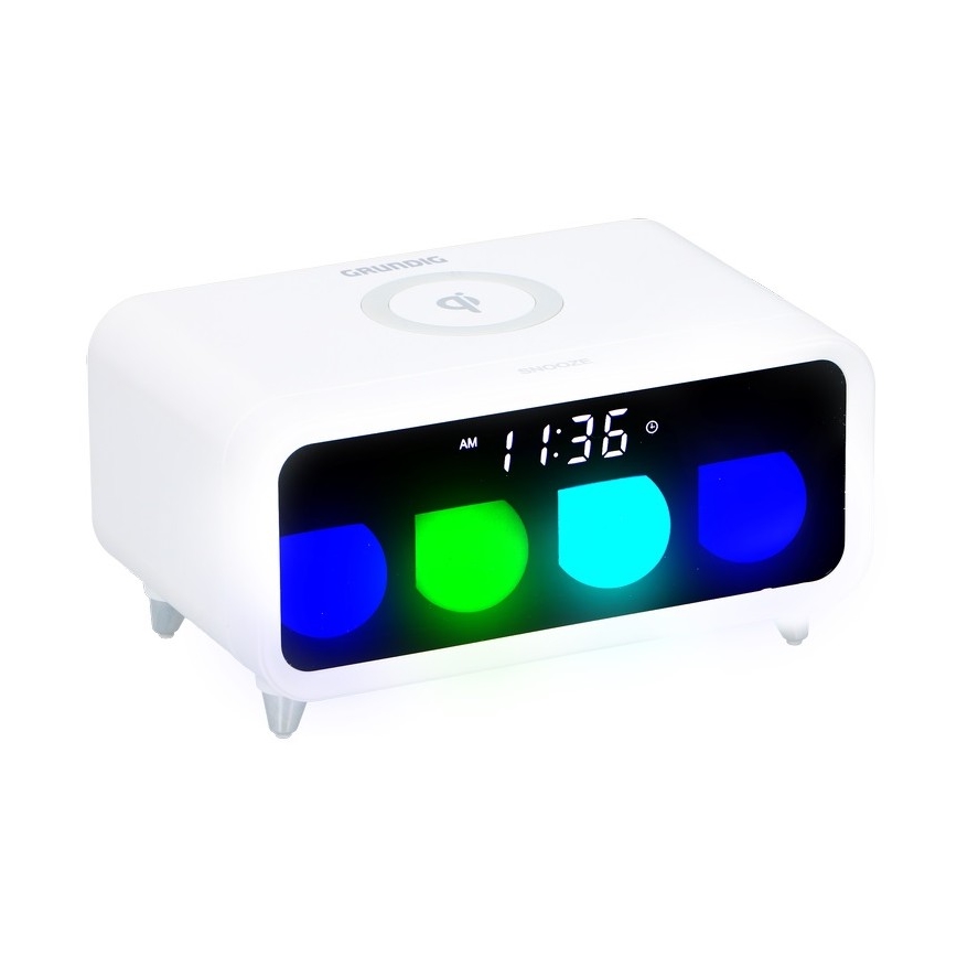 Grundig - Lampada da notte a LED dimmerabile con sveglia e ricarica wireless LED/5W/230V