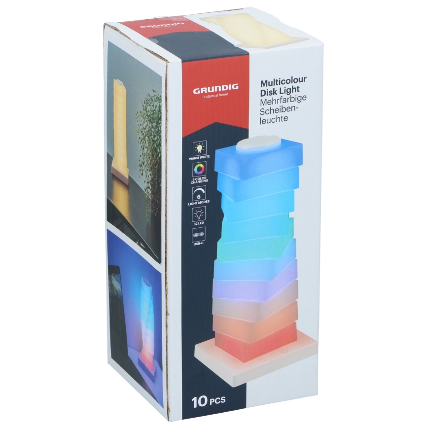 Grundig - Lampada da tavolo LED RGB a sfioramento LED/4,5W/5V