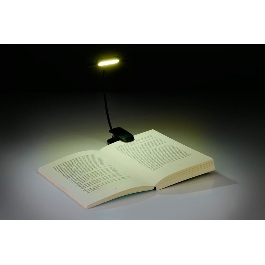 Grundig - Lampada da tavolo LED ricaricabile con clip LED/5V 400 mAh nera