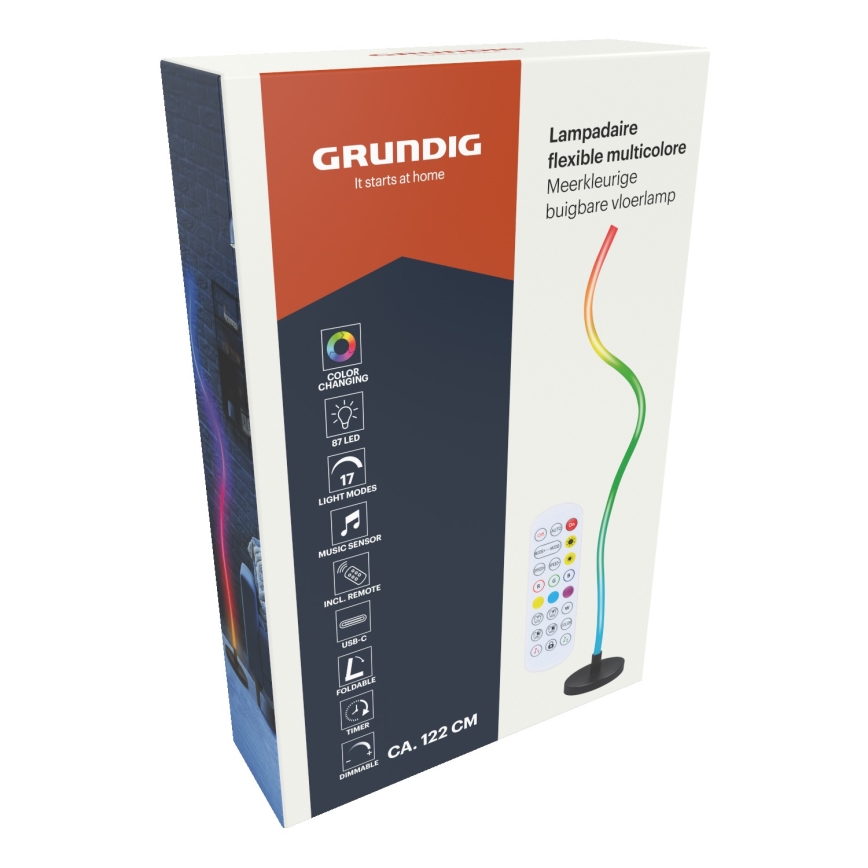 Grundig - Lampada a piantana dimmerabile LED RGB LED/5W/5V + telecomando