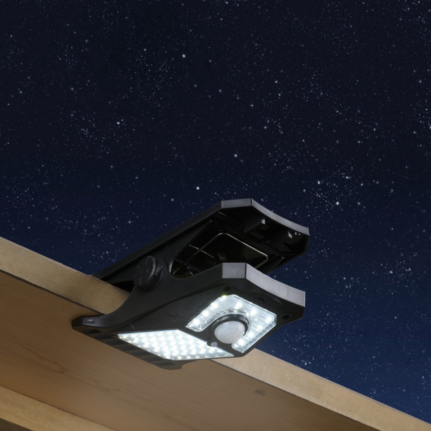 Grundig - Lampada solare LED con sensore di movimento e crepuscolare CLIP-ON LED/9W/3,7V 1500 mAh IP44