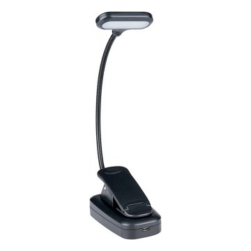 Grundig - Lampe de bureau rechargeable à LED à pince, 5 V, 400 mAh, noire