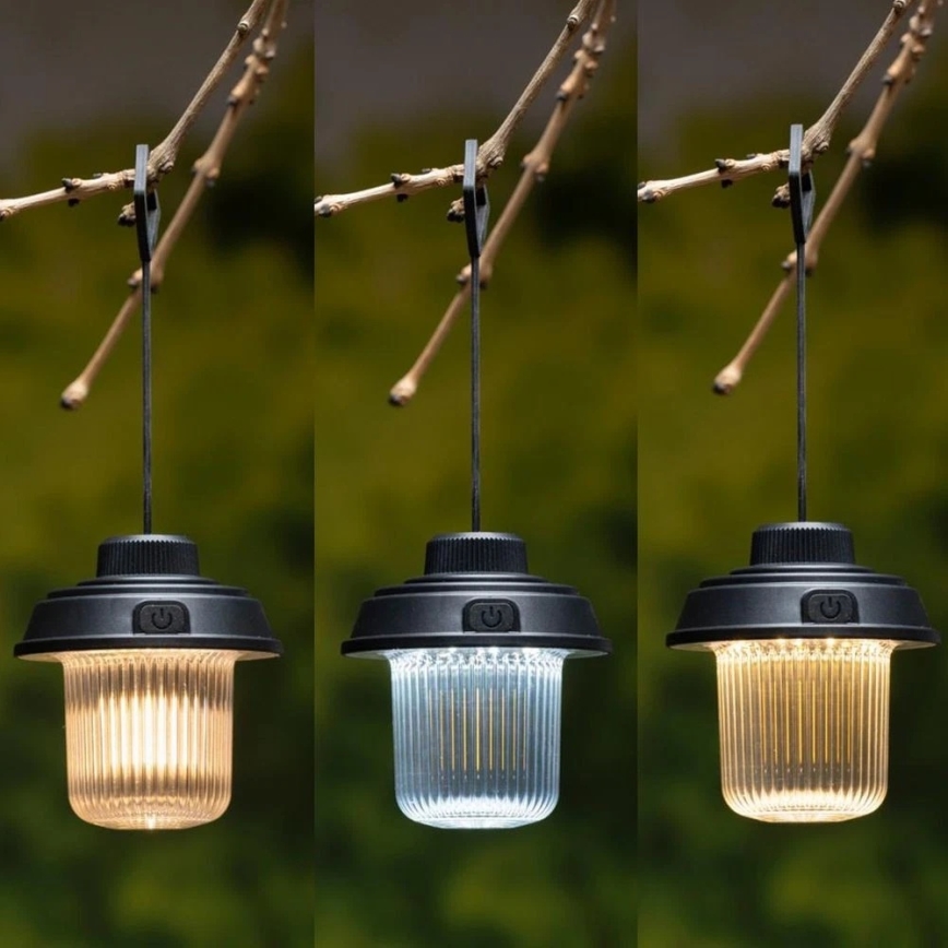 Grundig - Lampe de camping LED, 3×AA, 3000/4500/6000 K, IP44, noire