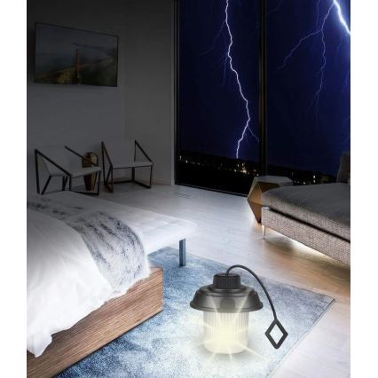 Grundig - Lampe de camping LED, 3×AA, 3000/4500/6000 K, IP44, noire