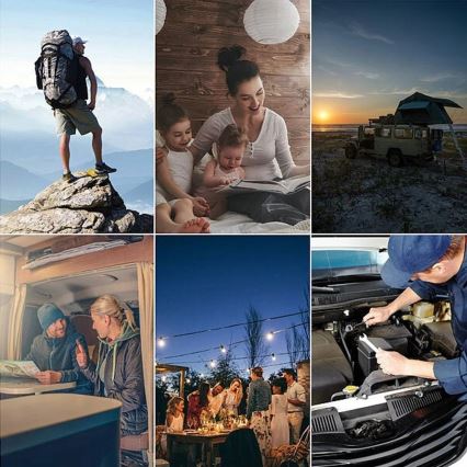 Grundig - Lampe de camping LED, 3×AA, 3000/4500/6000 K, IP44, noire